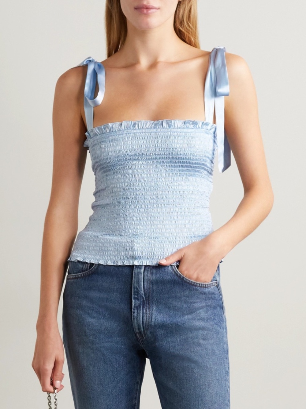 NEW Reformation Pina Silk Top Horizon Medium